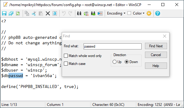 Change winscp text editor comodo home network