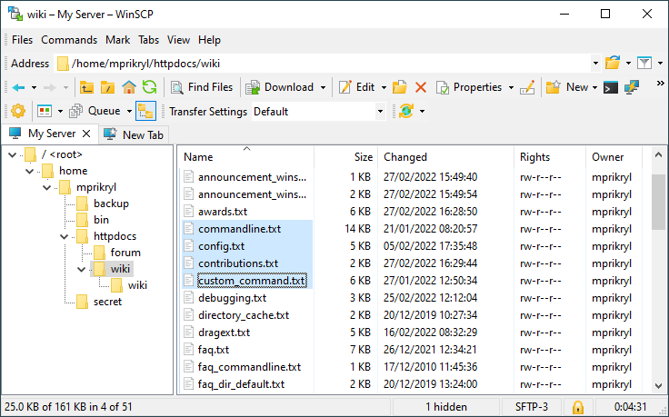 Screenshots Winscp
