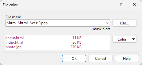 File Color Dialog :: WinSCP