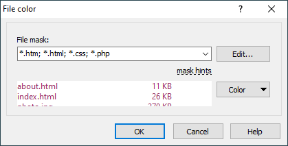 File Color Dialog :: WinSCP