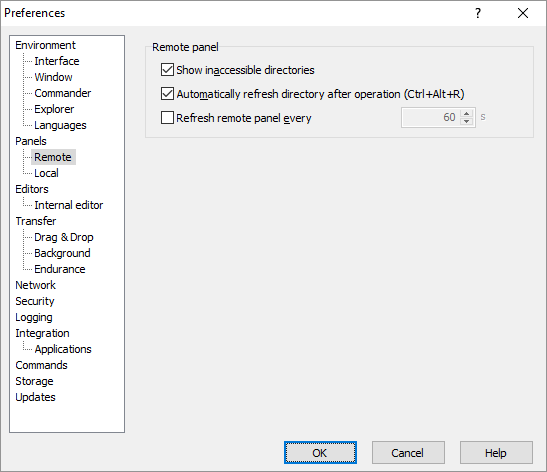 winscp reading remote directory